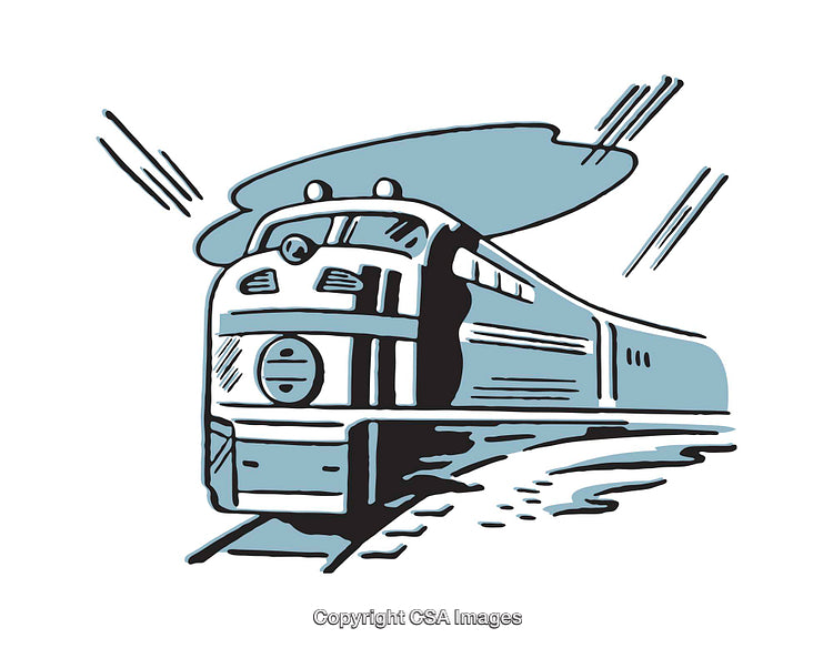 Retro Illustration of a Train Expressing Speed and Momentum in Minimalistic Style