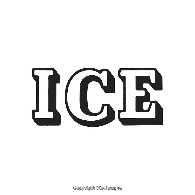 Bold Black Text Design with the Word 'ICE' on White Background