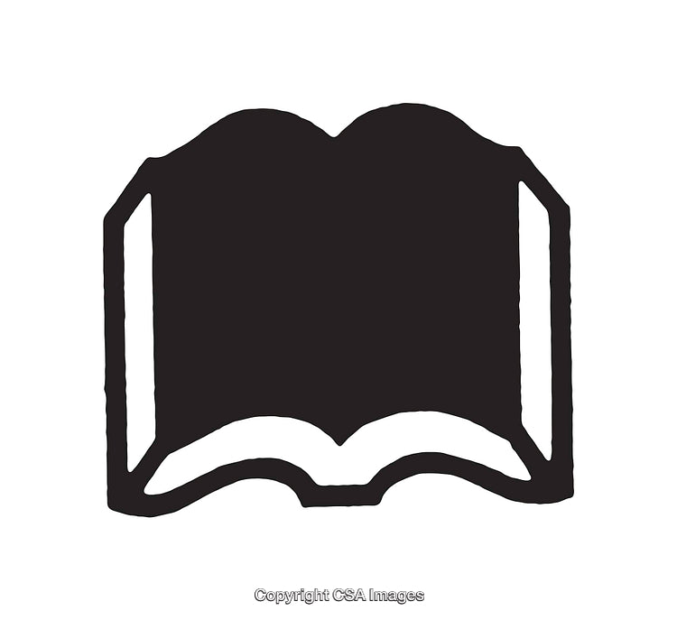 Minimalist Black and White Open Book Icon on White Background