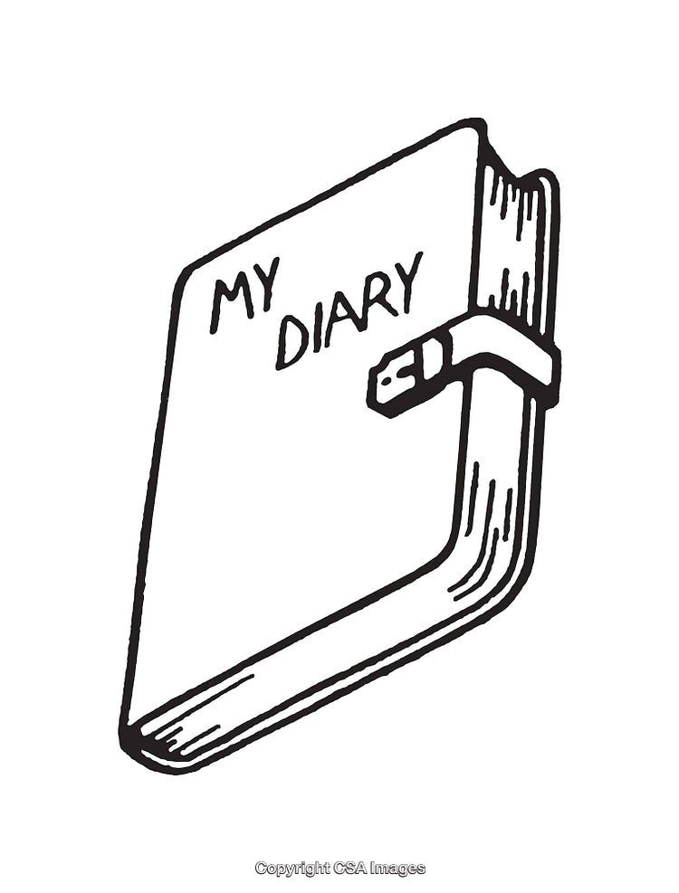 Hand-Drawn Line Art Illustration of a Locked Personal Diary