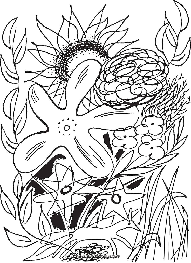 Abstract Black and White Floral Pattern with Intricate Nature Elements