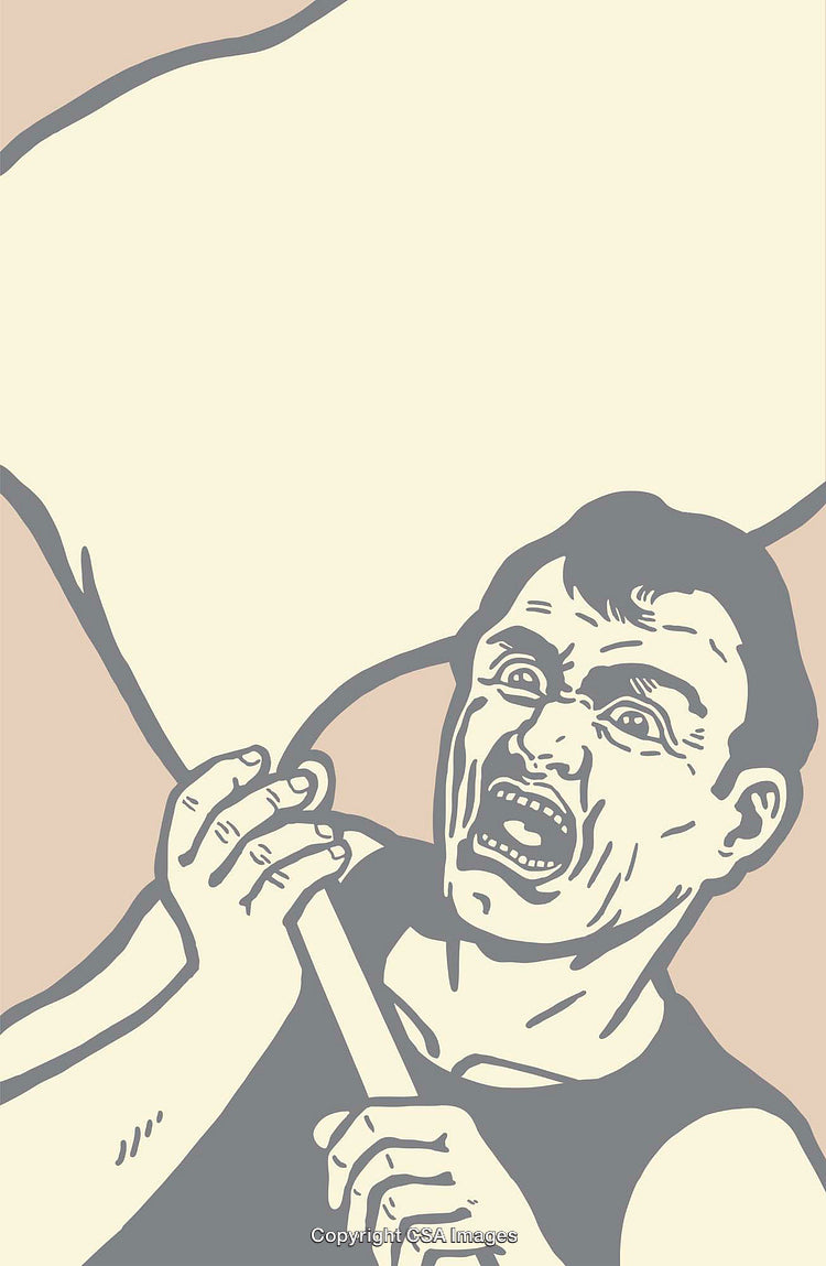 Stylized Illustration of a Man Holding a Blank White Flag