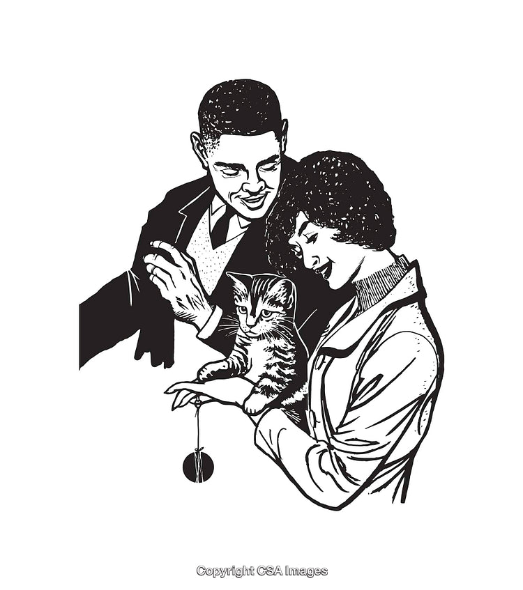 Couple Engaged in Petting a Cat With a Playful Atmosphere
