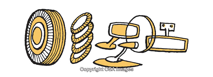 Abstract Artistic Illustration of Machines and Mechanical Components in Yellow Tones
