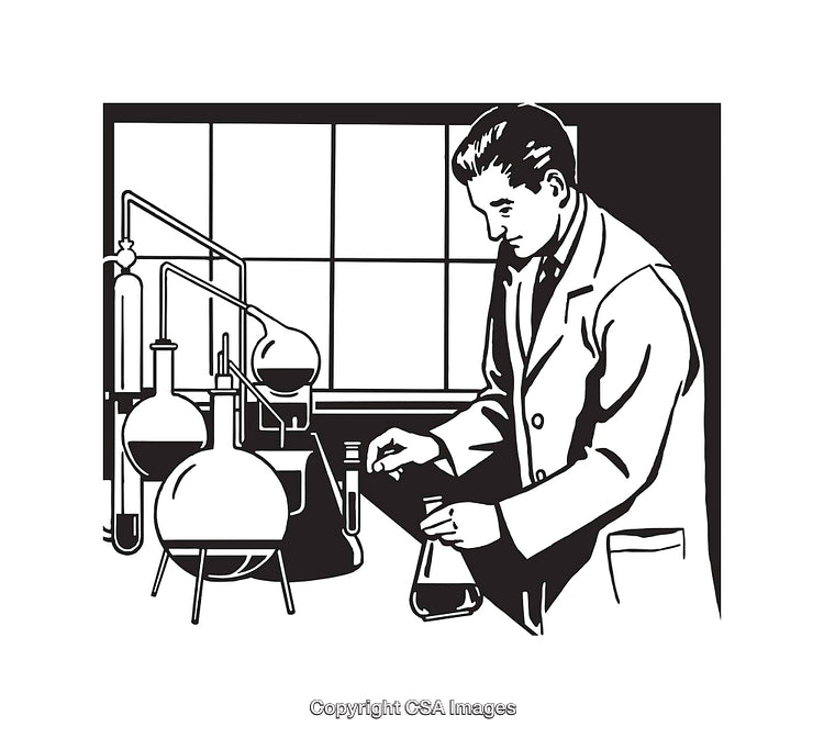 Chemist Conducting Experiments in Laboratory with Scientific Glassware