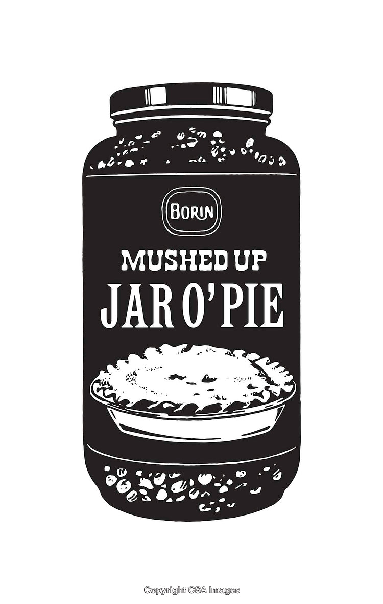 Black and White Line Art Illustration of Jar Containing Pie Filling