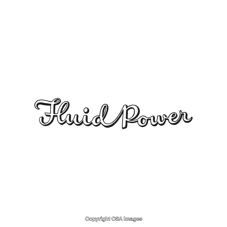 Cursive Lettering Depicting the Phrase Fluid Power on a White Surface