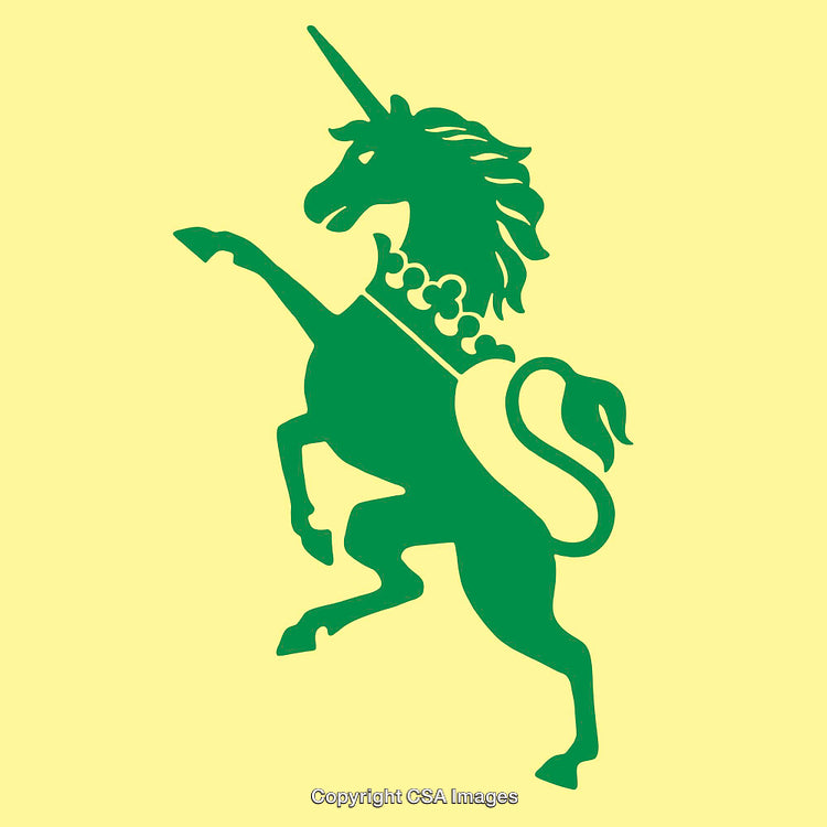 Elegant Green Unicorn Illustration on a Light Yellow Background