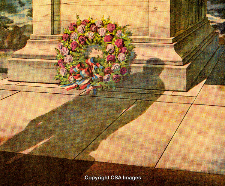 Wreath Placed at Memorial with Shadow Representation of Honor and Reflection