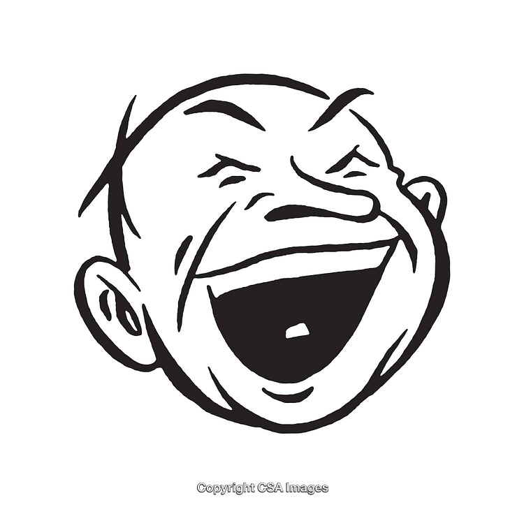 Black and White Laughing Face Line Art Illustration