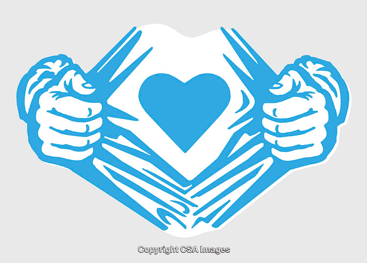 Blue Heart Symbol Illustration with Abstract Line Art Style