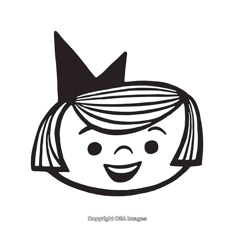 Black And White Line Art Of Smiling Character With Crown