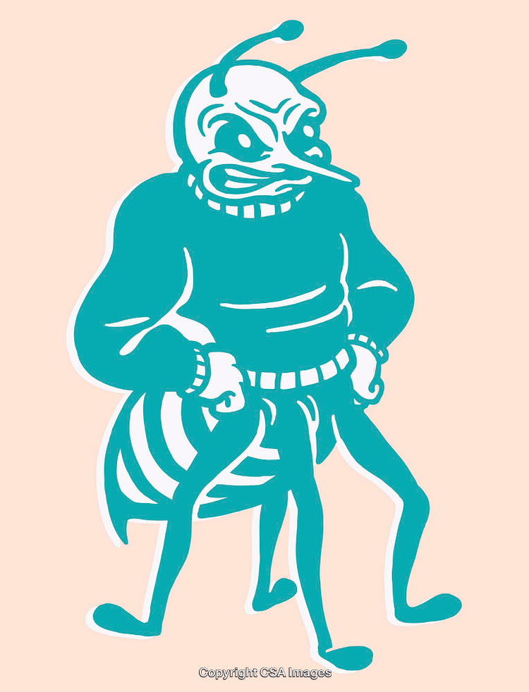 Dynamic Line Art of a Cartoon Insect in Humanlike Pose