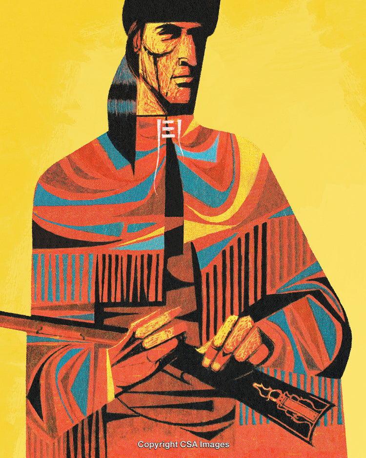 Abstract Illustration Featuring A Historical Figure With A Bright Artistic Style