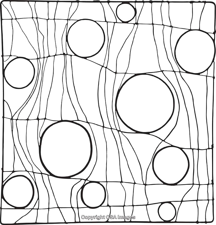 Abstract Black and White Design with Circle and Line Patterns