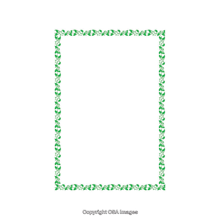 Decorative Green Leaf Border Design on White Background Illustration
