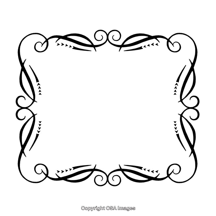 Elegant Black and White Decorative Border Design with Swirls