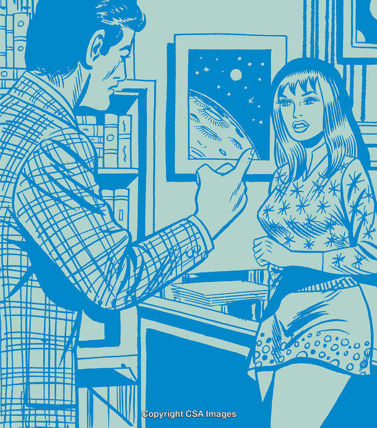 Retro Pop Art Illustration of a Discussion Contrasting Styles