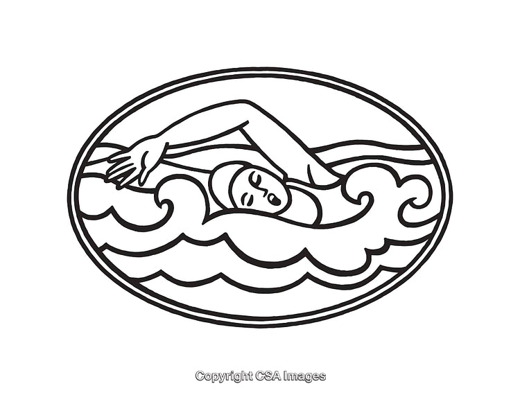 Black And White Line Art of a Swimmer in Motion