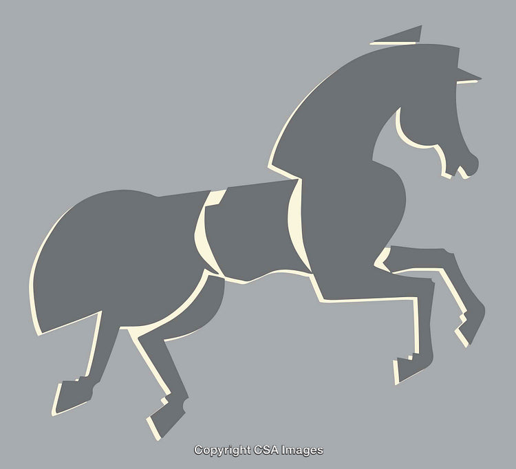 Geometric Silhouette of a Horse in Motion Line Art Design