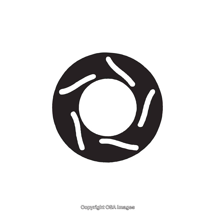 Minimalist Black and White Circular Shape with Decorative Lines