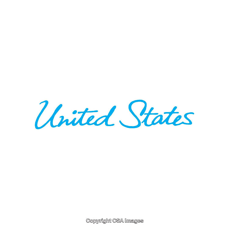 Elegant Blue Script Writing Featuring United States Text Graphic Design