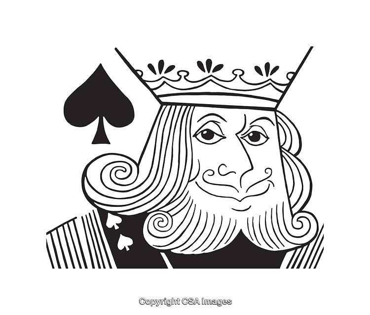 Black And White King Of Spades Line Art Illustration