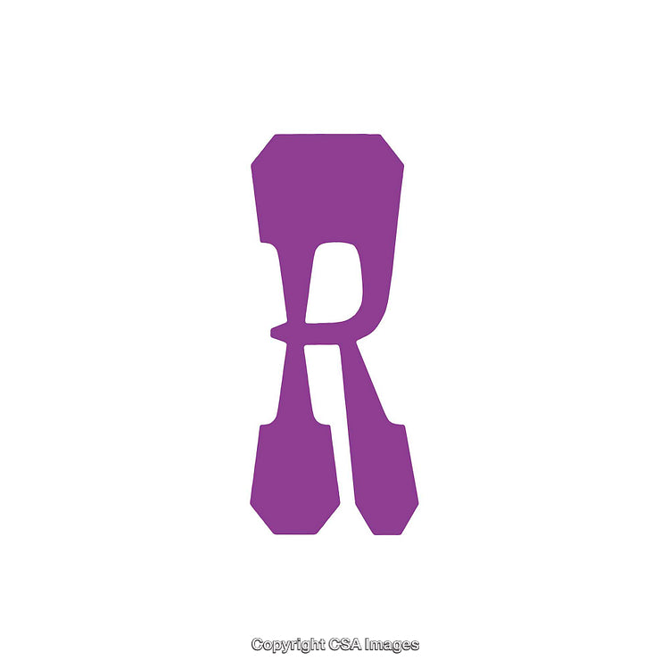 Bold Stylized Purple Letter R on White Background