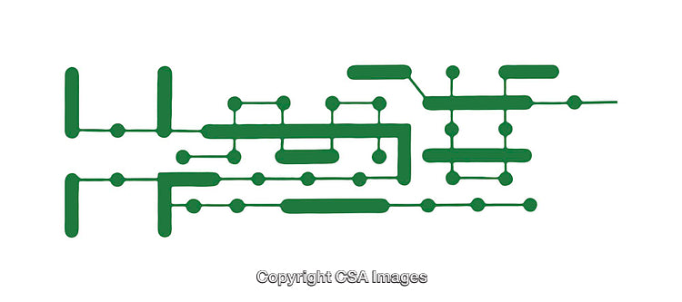 Abstract Circuit Diagram in Green Color on White Background
