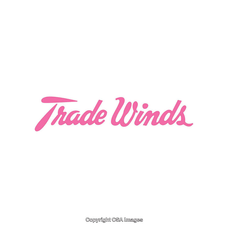 Pink Script Text Trade Winds on White Background Design