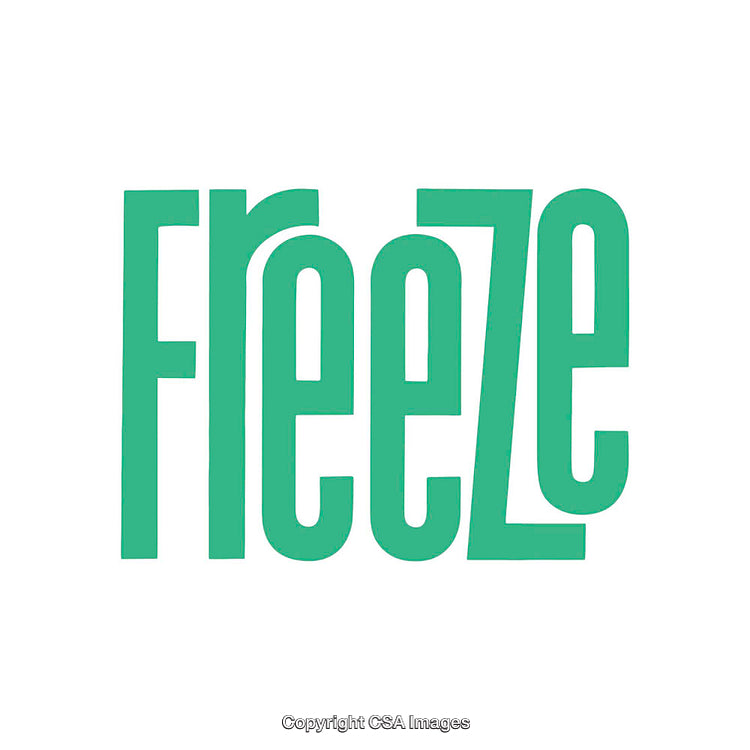 Modern Teal Freeze Typography Artwork with Bold Stylized Lettering