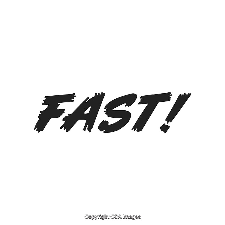Bold Black Text 'Fast!' on White Background Signifying Speed and Energy
