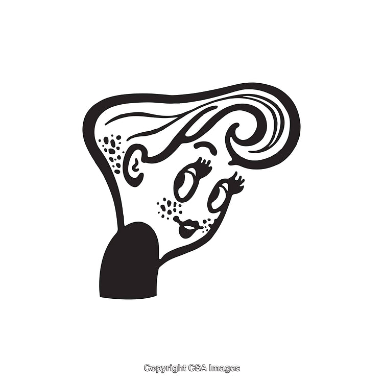 Abstract Black and White Line Art of a Stylized Face