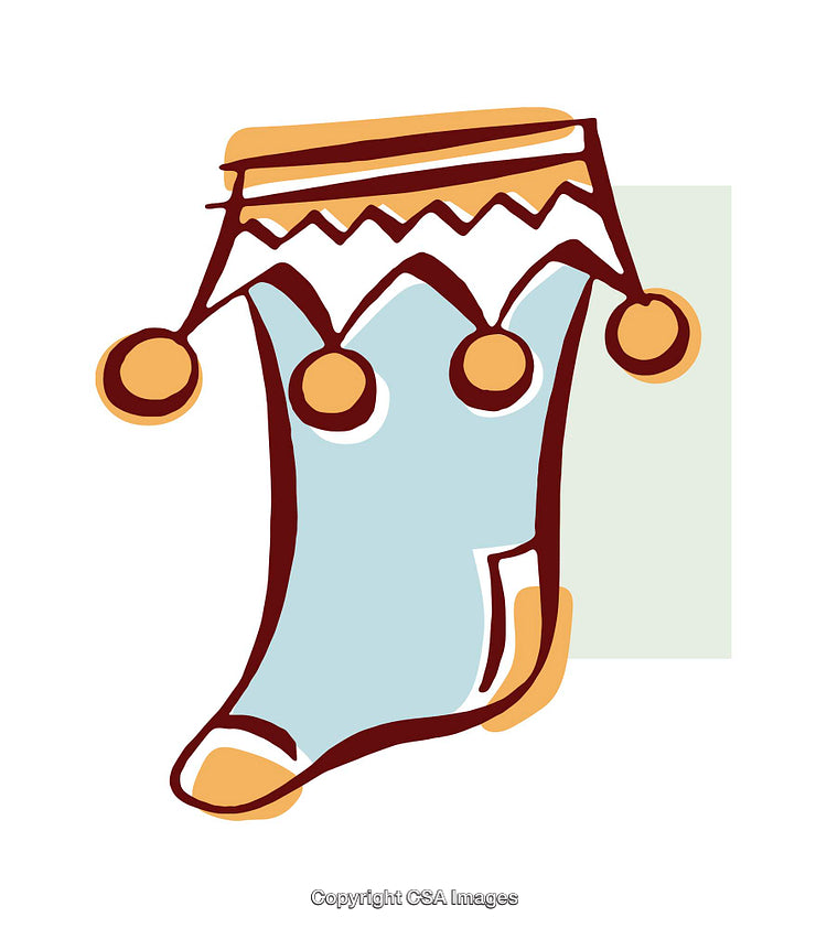 Hand-Drawn Jester Stocking with Festive Bells and Bold Colors