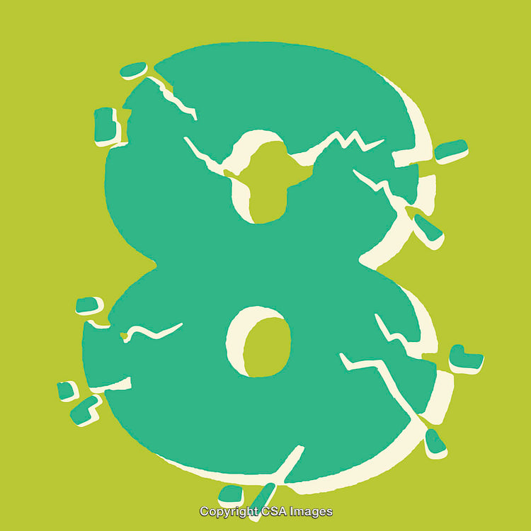 Illustration of the Vibrant Number Eight with Cracked Design Details