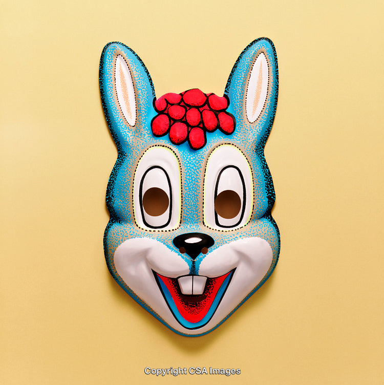 Colorful Cartoon Animal Mask on Yellow Background for Playful Theme Art