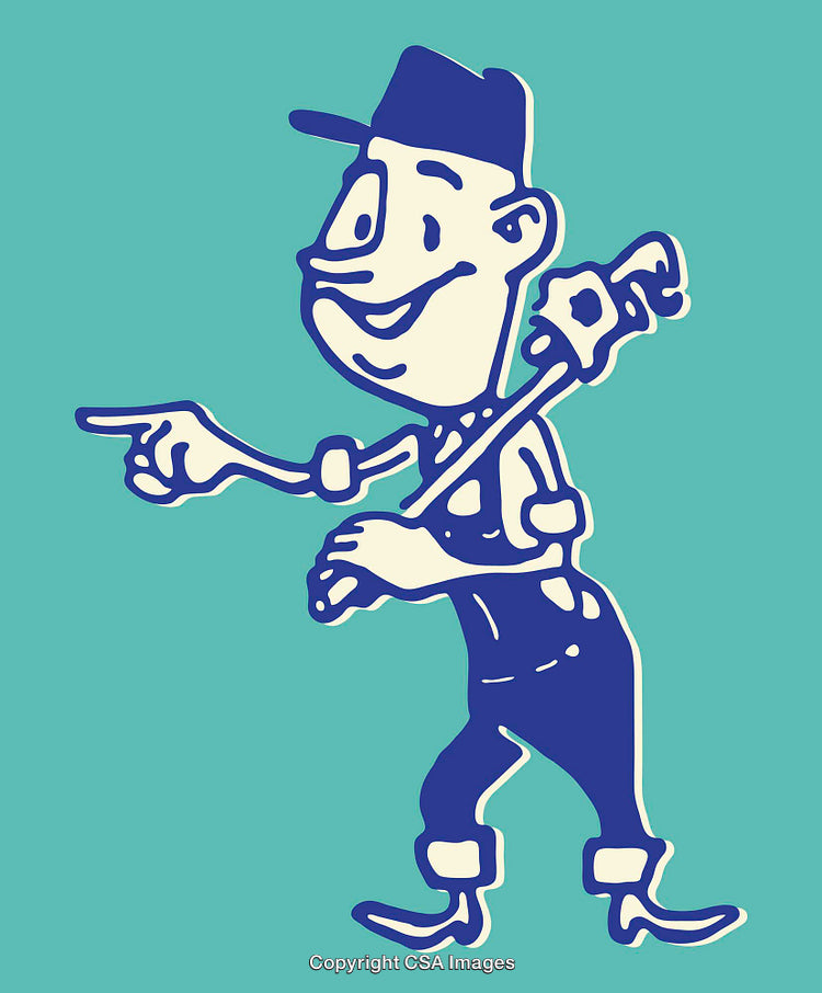 Color Illustration of a Cheerful Cartoon Worker in Classic Style
