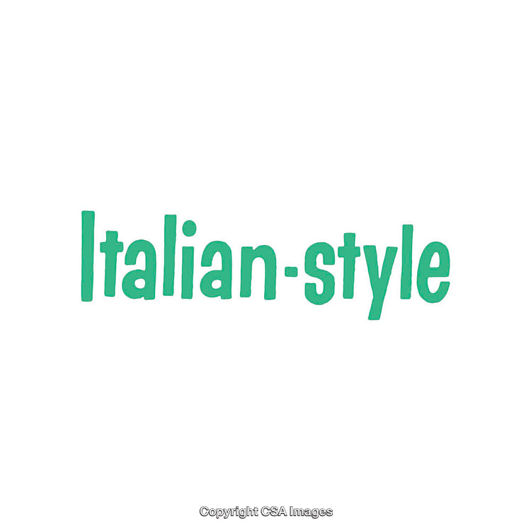Green Text Illustration Reading 'Italian-Style' on White Background
