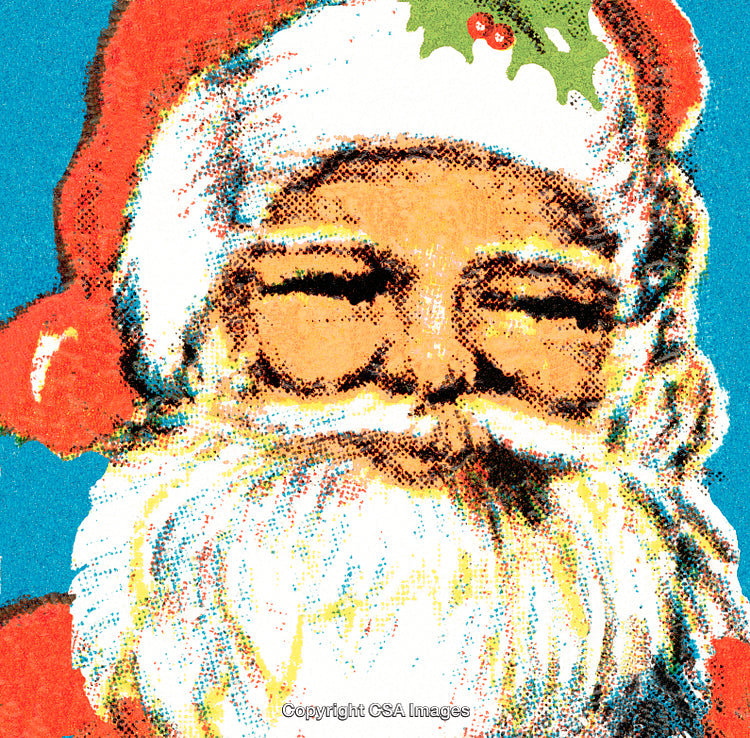 Vintage Santa Illustration with Colorful and Retro Holiday Style Design