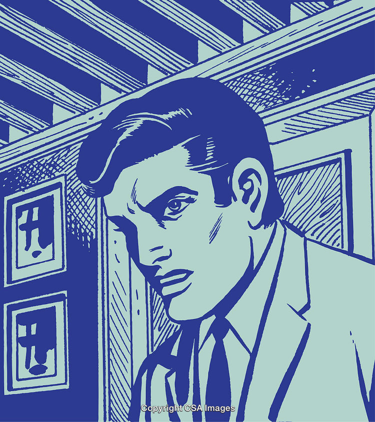 Stylized Illustration of a Man in Retro Comic Book Art Style