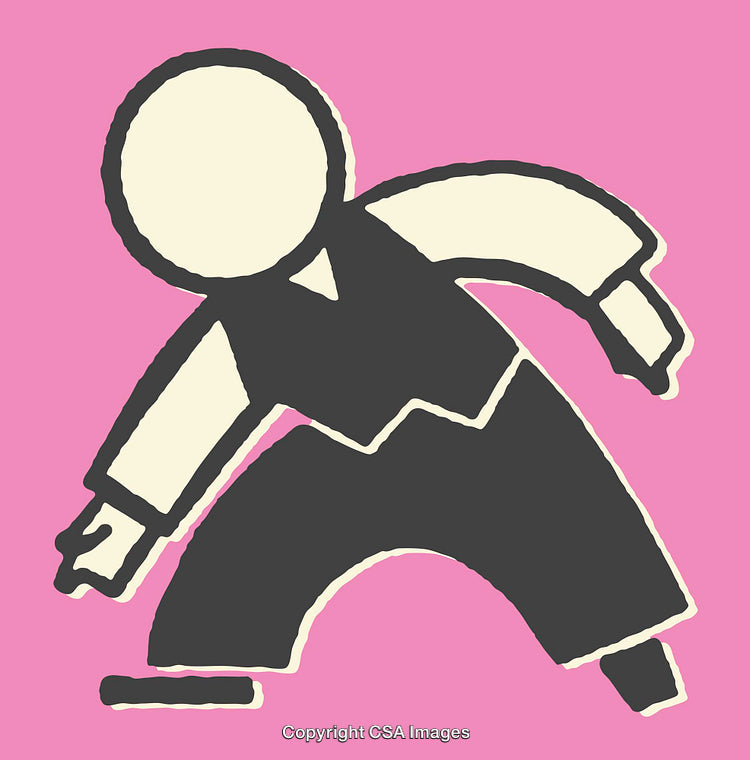 Stylized Line Art Figure with Vibrant Pink Background