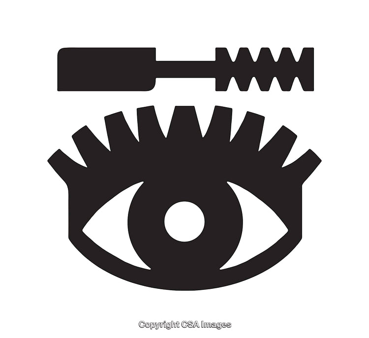 Stylized Icon of Mascara Applicator with Eyelash and Eye Outline