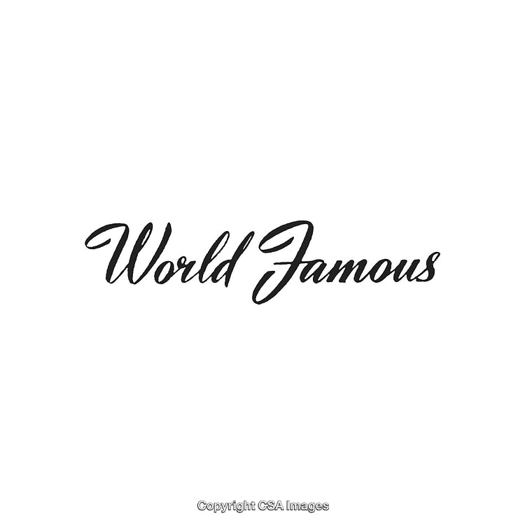 Elegant Script Typography Reading 'World Famous' on White Background