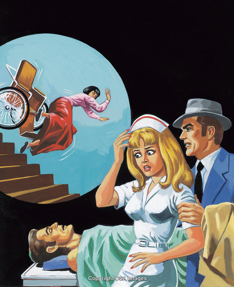 Surreal Graphic Art Depicting Dramatic and Suspenseful Scenarios