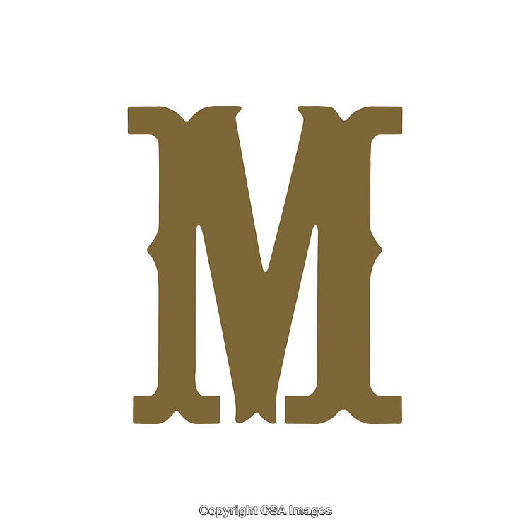 Golden M Letter on a White Background in Bold Font