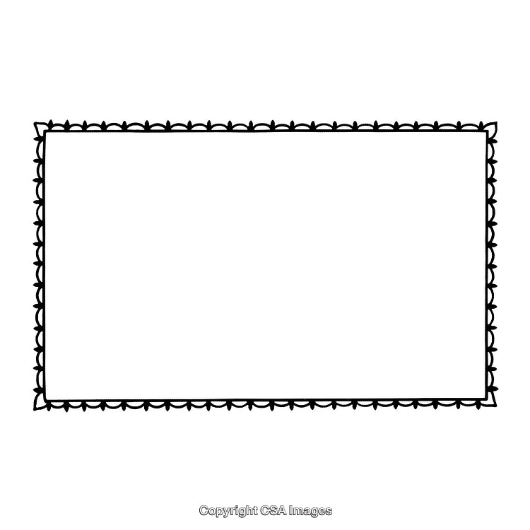 Decorative Black and White Frame with Simple Leaf Patterned Border