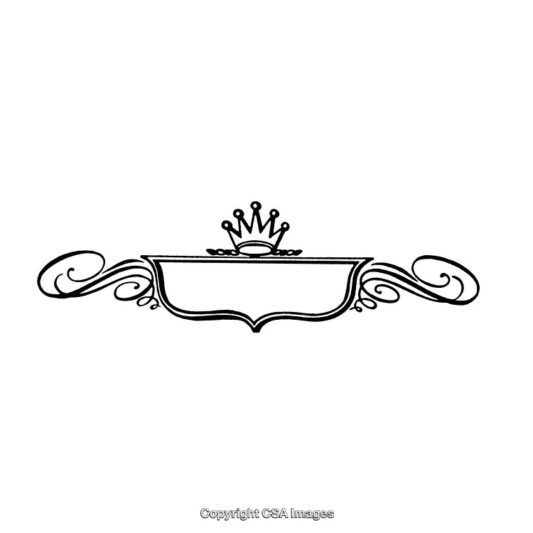 Elegant Monochrome Border Design with Crown and Curved Elements