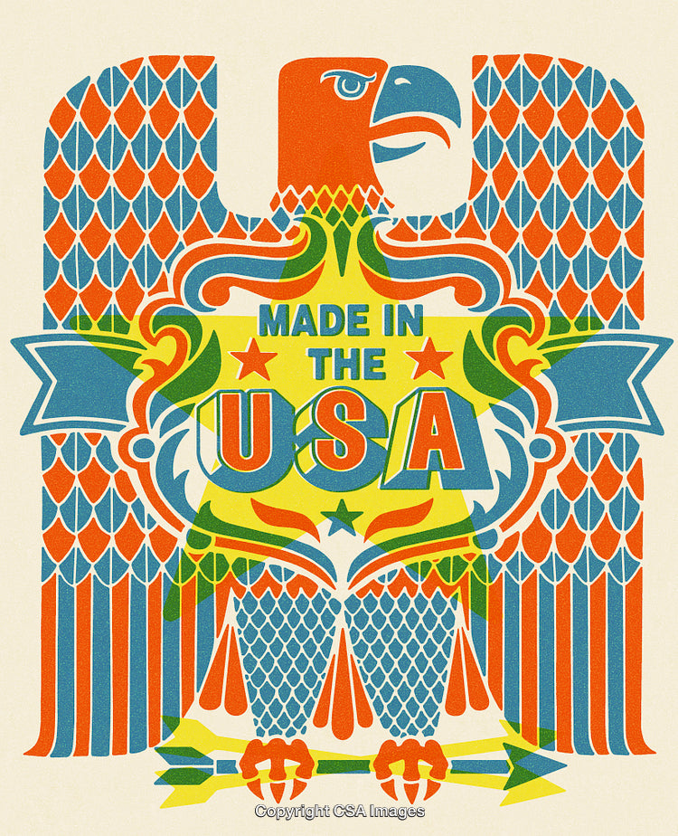 Colorful Eagle Illustration with 'Made in the USA' Banner