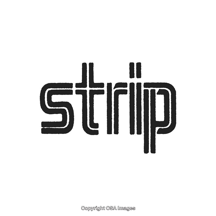 Stylized Text Design Featuring the Word Strip in Artistic Typography