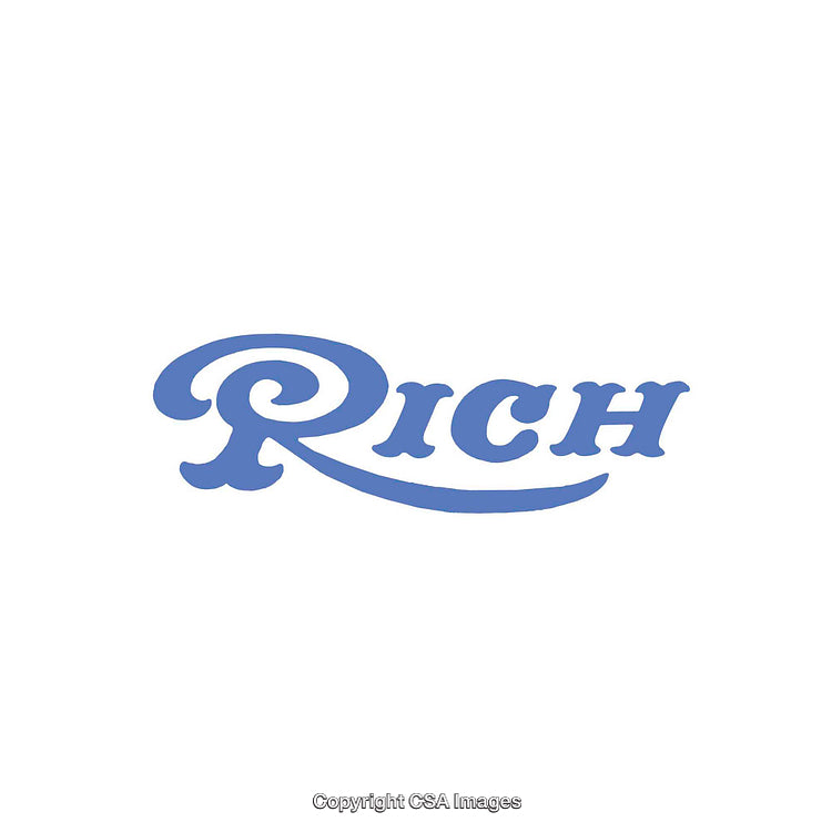 Elegant Blue Typography Design Featuring the Word 'Rich' in Stylized Font